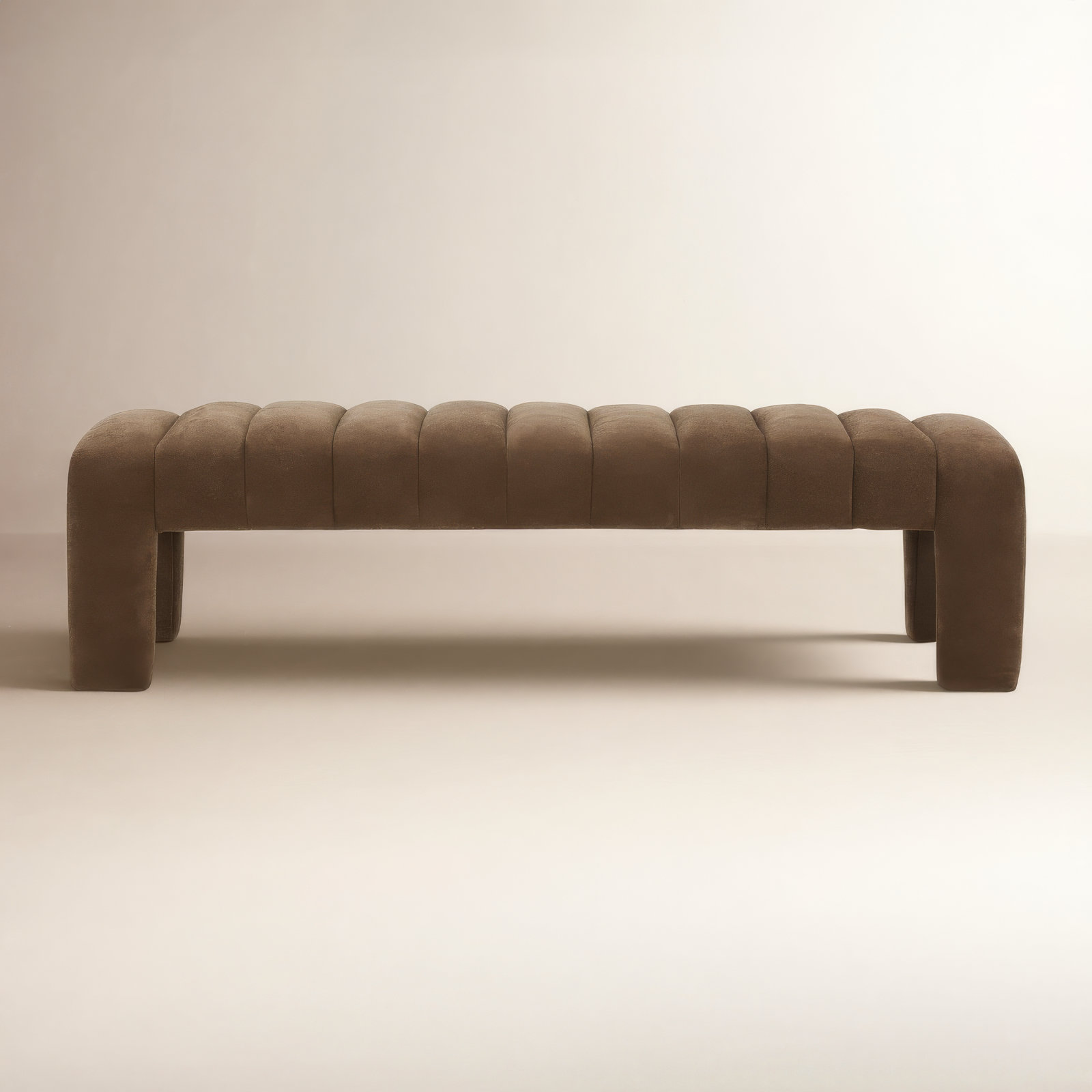 Gliese 63" Velvet Bedroom Bench, Dark Brown Boucle 