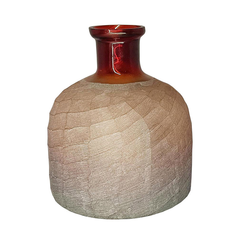 Vase décoratif en verre terre cuite D7,5x8 "