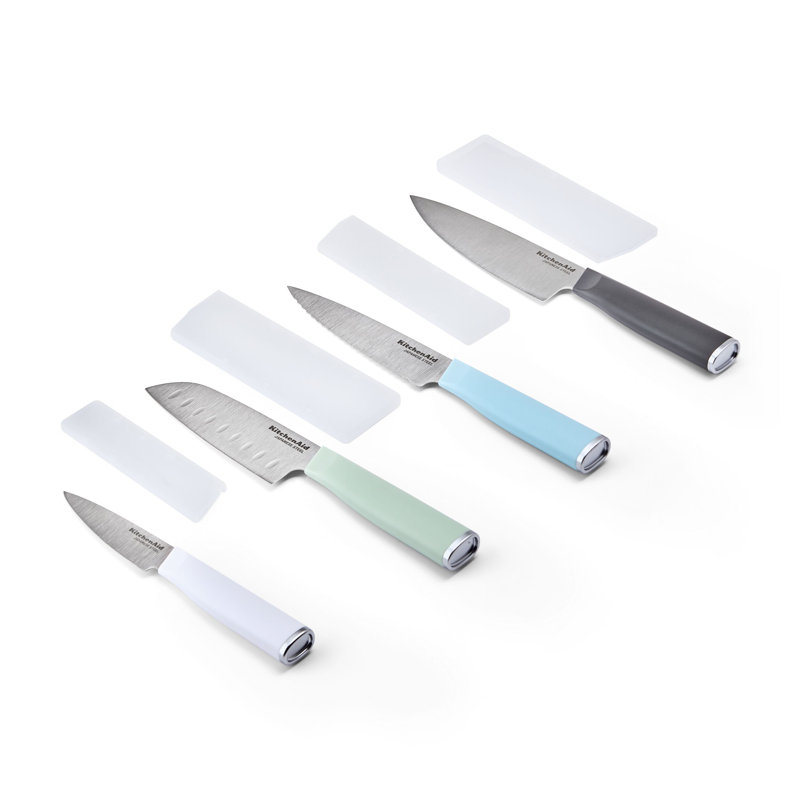 Kitchenaid Classic Chef Knife Set, 4 Piece, Blue/White/Green/Gray