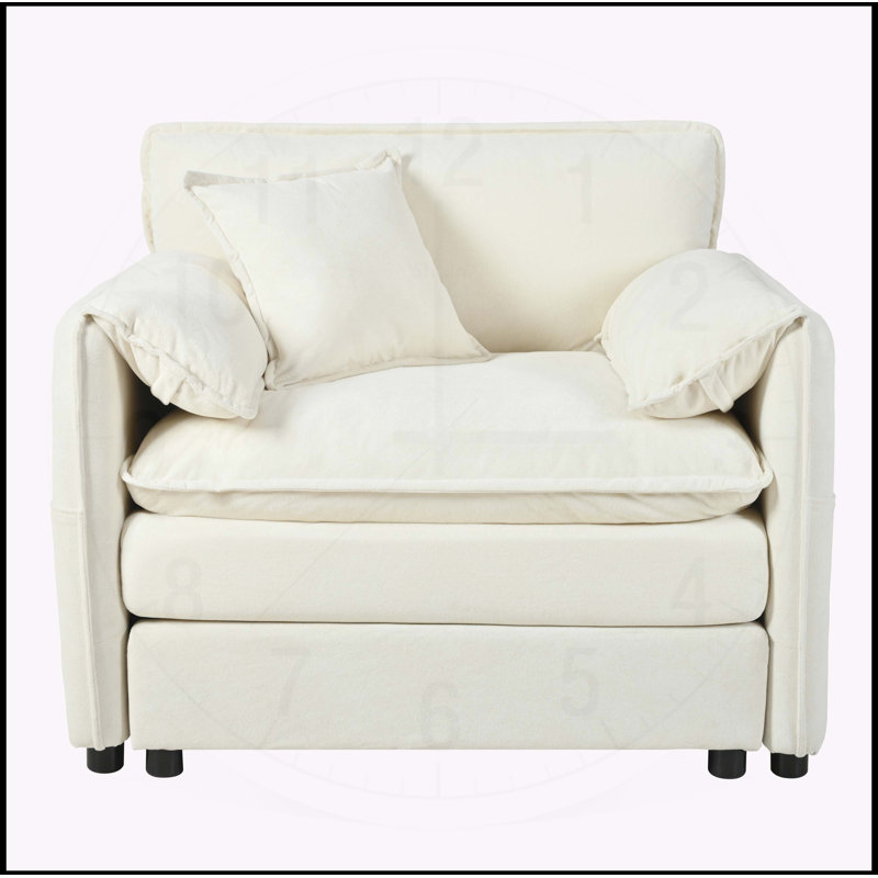 Fauteuil surdimensionné de 41,73 po avec 1 coussin décoratif, Beige