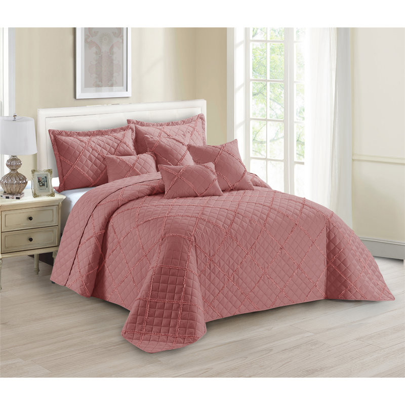 Fairdale Polyester Bedspread with Pillow Shams Included, 250 x 270 cm Bedspread - 2 Shams, Rose