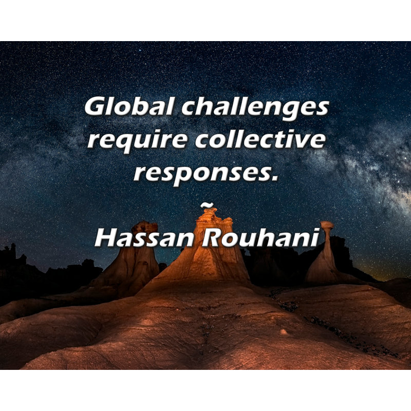 Trinx Gallery Wrapped Canvas By Hassan Rouhani: "Global challenges require collective respons