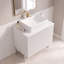 Meuble-lavabo autoportant moderne de 30 po en blanc avec lavabo rectangulaire en céramique, comptoir en marbre artificiel blanc de Carrare, armoire de rangement avec 2 portes (sans robinet)-132694550