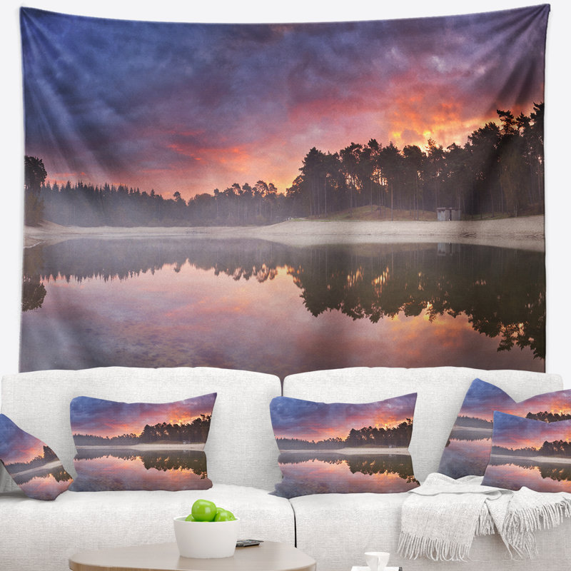 Miroir silencieux en tapisseries et suspension murale landscape landscape, H 68 po x l 80 po