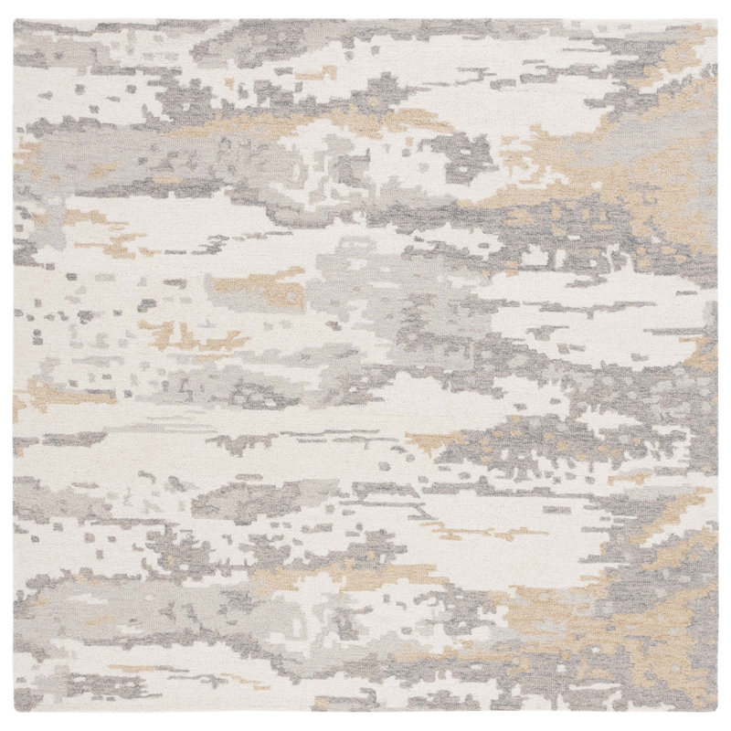Abstract Hand Tufted Wool Abstract Rug, Square 6'
