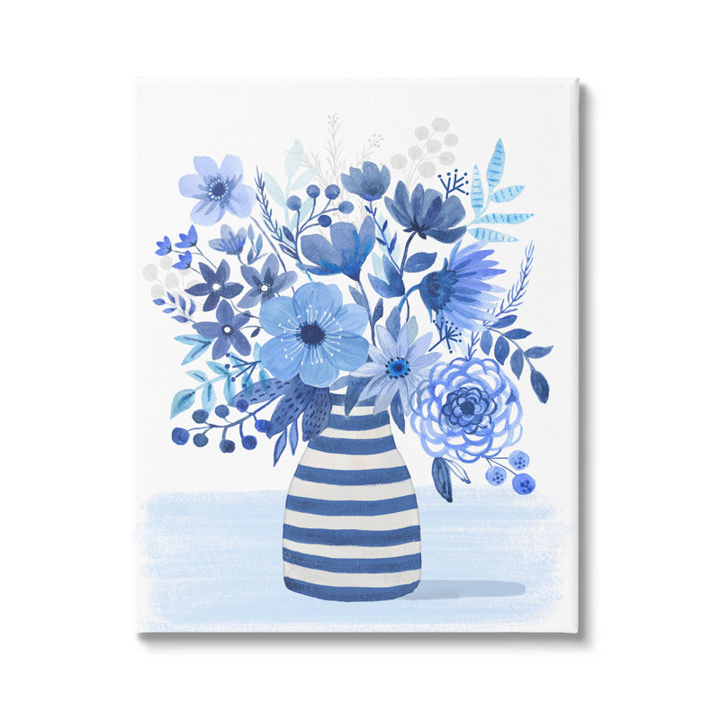 «Blue Mixed Flower Bouquet», estampe numérique par Sharon Lee, H 20 po x l 16 po x P 1,5 po, Giclée encadrée noir minuit