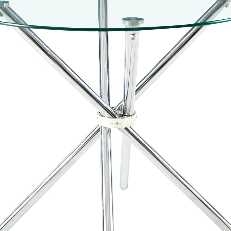 Table de salle à manger Dominek, Argent argent, H 29,5 po x L 31,5 po x l 31,5 po