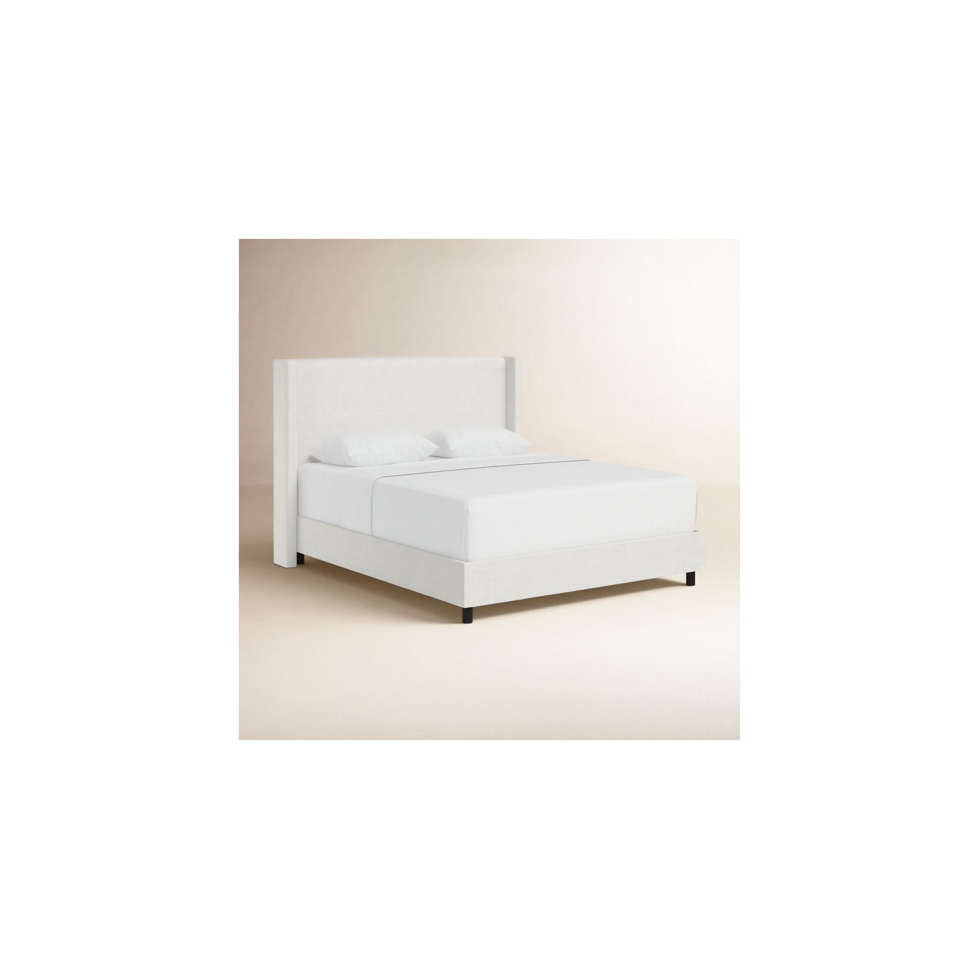 Hanson Upholstered Wingback Bed, Zuma White Textured Linen, Queen