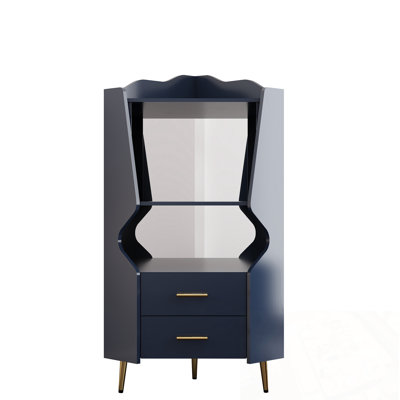 Cabinet with 2 open storage shelves and 2 drawers