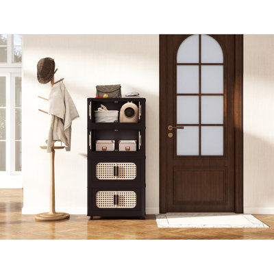Armoire de rangement latérale en plastique de style américain de 20 po de large, 4 - pliable avec roues, assemblage rapide et pliage facile, idéal pour un dortoir pour étudiants en famille