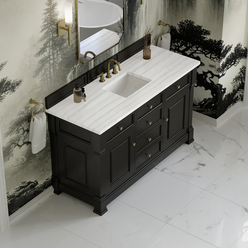 Brookfield 59.88'' W Single Bathroom Vanity Base, Black Onyx