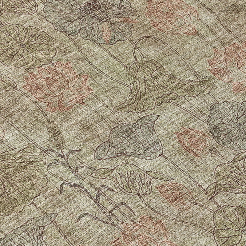 Tapis floral intérieur / extérieur lavable à la machine Kimberlin ACN2128, Rectangle 9 pi x 12 pi