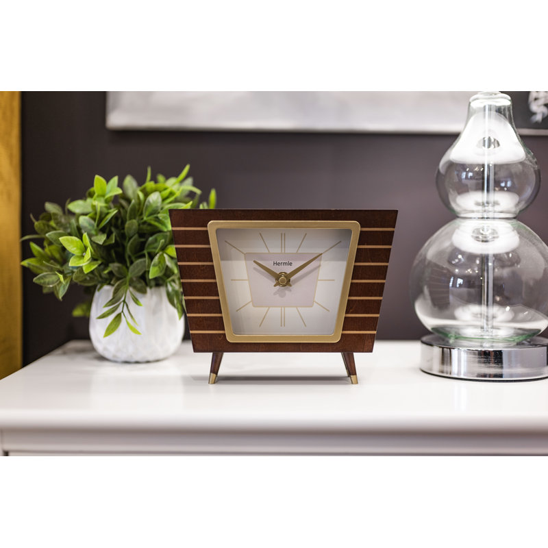 Roman Numeral Wood Quartz Movement / Crystal Tabletop Clock with Alarm Espresso Wood
