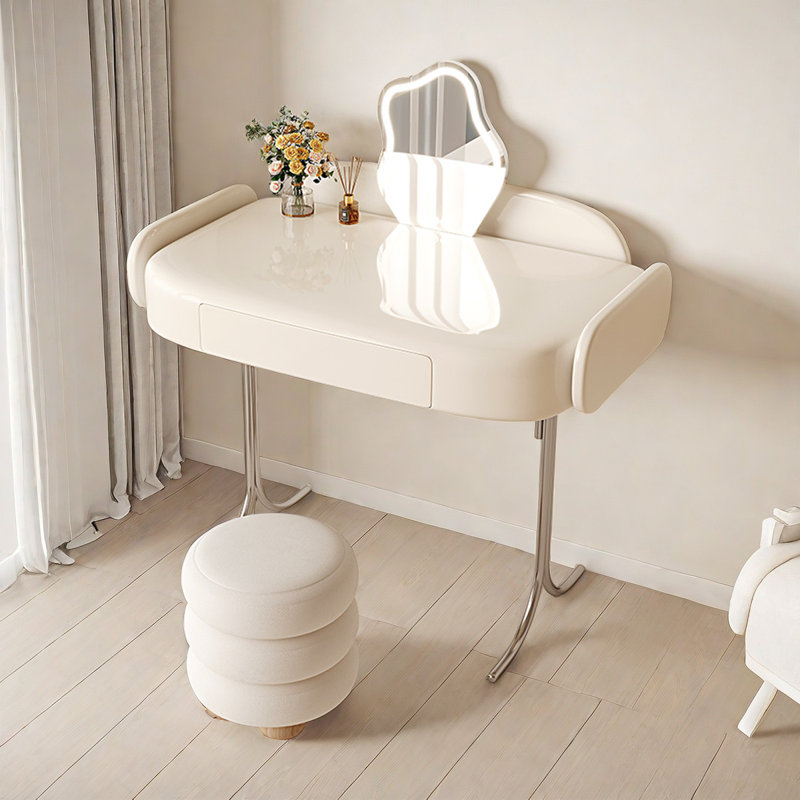 Meuble-lavabo moderne et crémeux en bois