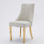 Chaises de salle à manger en chenille de haute qualité en rayonne beige de haute qualité avec 2 pieds, pieds en acier inoxydable doré, éponge rebond, chenille de conception confortable de style traditionnel américain, coussin élastique triple plaqué, dossier,-890270374-890270375