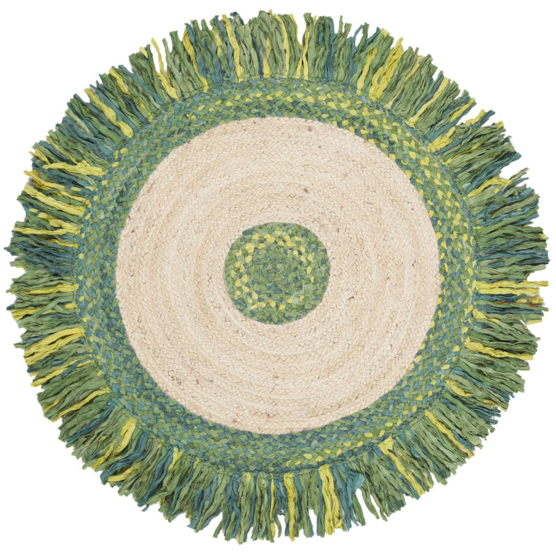 Zeitler Hand Woven Jute, Cotton Rug, Round 4'