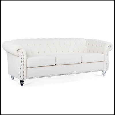Canapé Chesterfield à accoudoirs roulés 3 places 84,65 po Evanna
