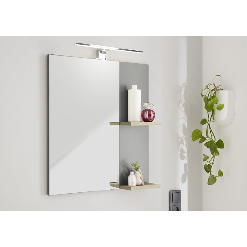 George-James Wood Flat Wall Mirror, 70cm H x 60cm W, Grey