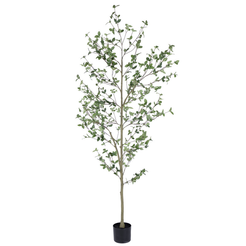 Faux arbre à feuilles de coing avec feuilles et troncs réalistes pour le jardin, H 72 po x l 33,1 po x P 31,2 po