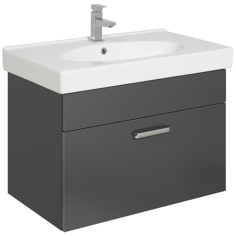 750mm Single Bathroom Vanity with Vessel Ceramic Basin, Anthracite