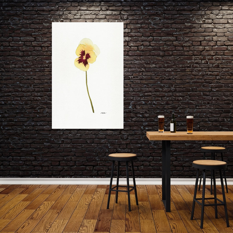 Delicate Yellow Pansy Delicate Elegant Minimalist Pansy Flower Nature Wall Art Print 1 Piece Wrapped Canvas Wall Art