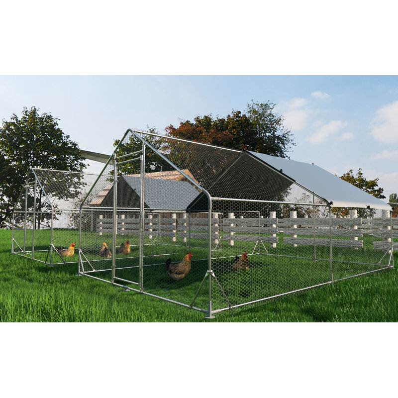 Grand poulailler imperméable avec cage de poulailler, H 77 po x l 118 po x P 157,5 po