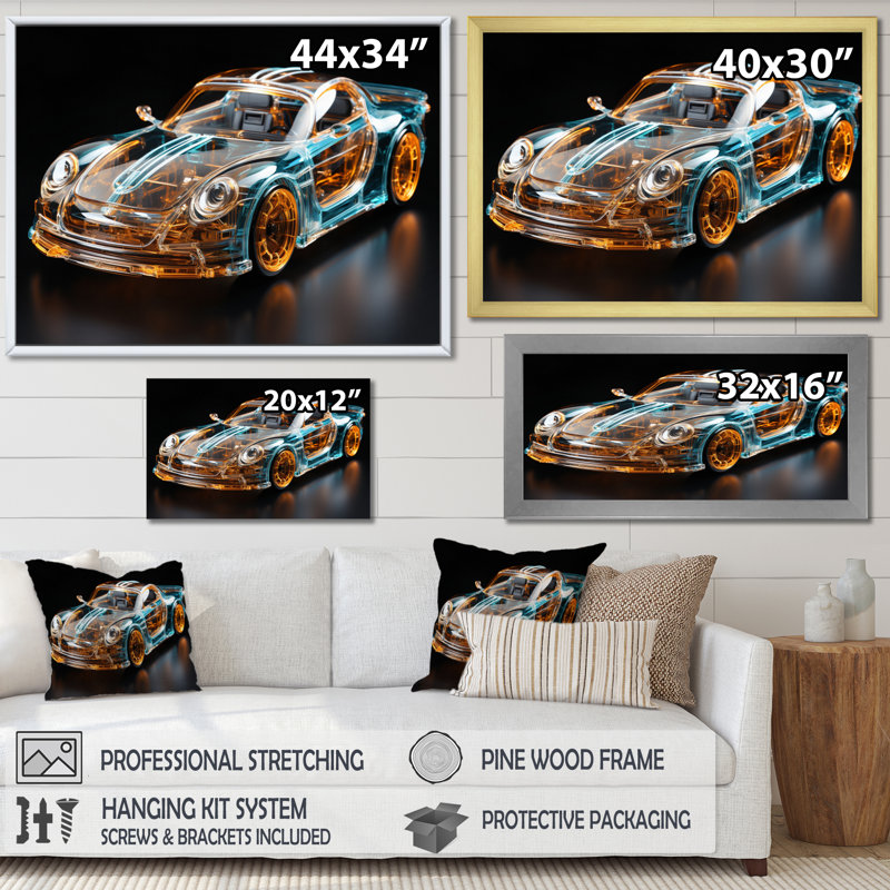 Sophisticated Stylish Glass Supercar I - Exotic Car Canvas Art Print, H 30 po x l 40 po x P 1,5 po, Toile tendue