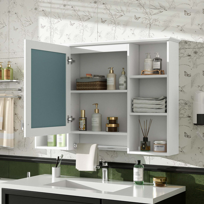 Armoire de toilette murale 42 po 3-en-1, miroir haute définition avec tablette réglable et porte à fermeture en douceur