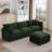 3-Seater Modular L-Shaped Chenille Sectional Sofa with Removable Ottoman - Dark Green-1203852883