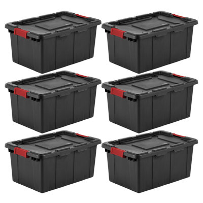 Sterilite Durable Rugged Industrial Tote with Red Latches