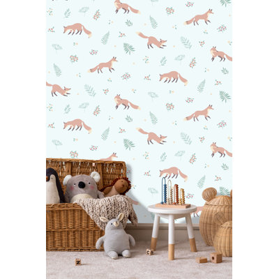 Papier peint renard et fougère