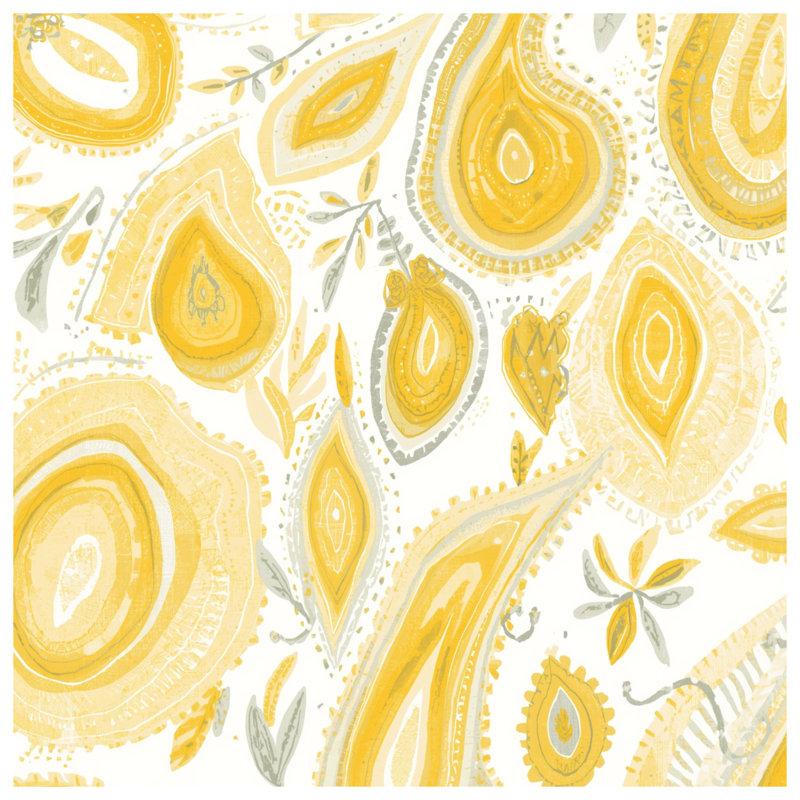 Housses de couette à motif cachemire jaune, Grand lit