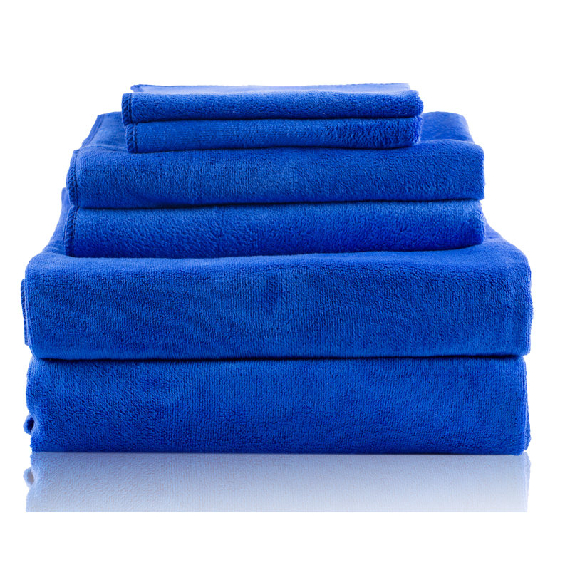 Ensemble de 6 serviettes en microfibre Claireville, Bleu