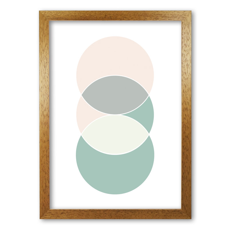 Abstract Circles - Print, 30 cm H x 21 cm W x 5 cm D, Honey Oak Frame