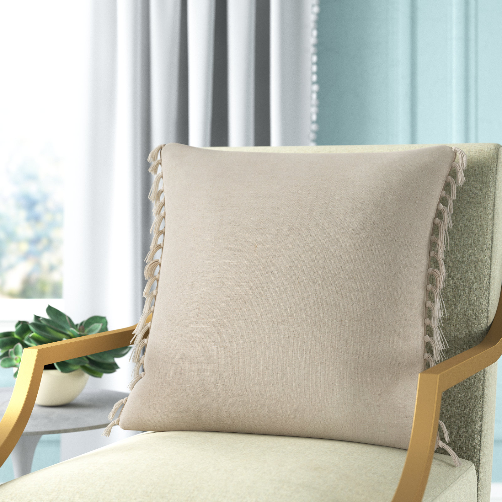 Sharron Square 100% Linen Pillow, Feather Gray, Polyester/Polyfill