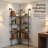 4-Tier Industrial Pipe Corner Shelf, Rustic Wood Wall Mount Corner Bookshelf, L-Shaped Open Storage Display Rack For Living Room, Bedroom, Kitchen, Home Office