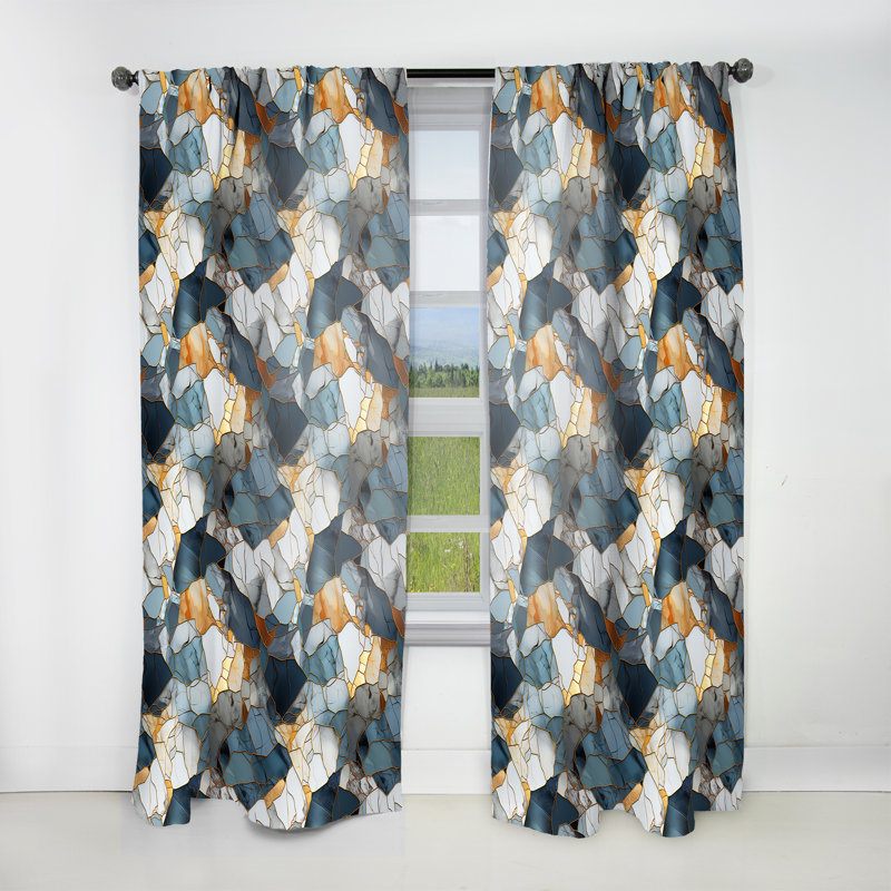 Motif de marbre Urban Oasis - Rideau de marbre abstrait - Rideau de marbre obscurcissant - 1 panneaux, L 52 po x L 95 po