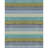 Brushstroke Striped Handmade Tufted Wool Dark Blue/Yellow Area Rug