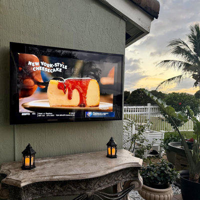 Outdoor tv Cover 52-58” Weatherproof Black Television Enclosure with Bracket and Lock
