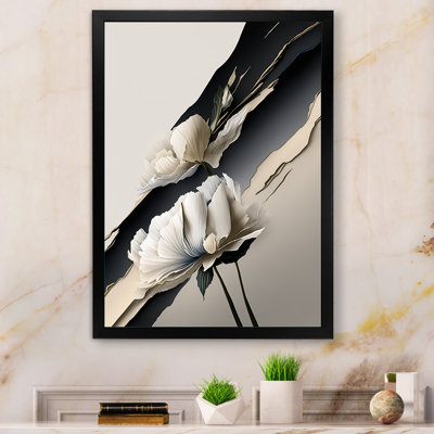 Fleurs de pivoines beiges hyperréalistes I - reproduction sur toile