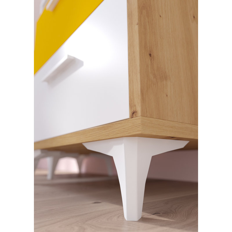 Mazzeo Writing Desk, 76cm H x 105cm W x 57cm D, Yellow, Right