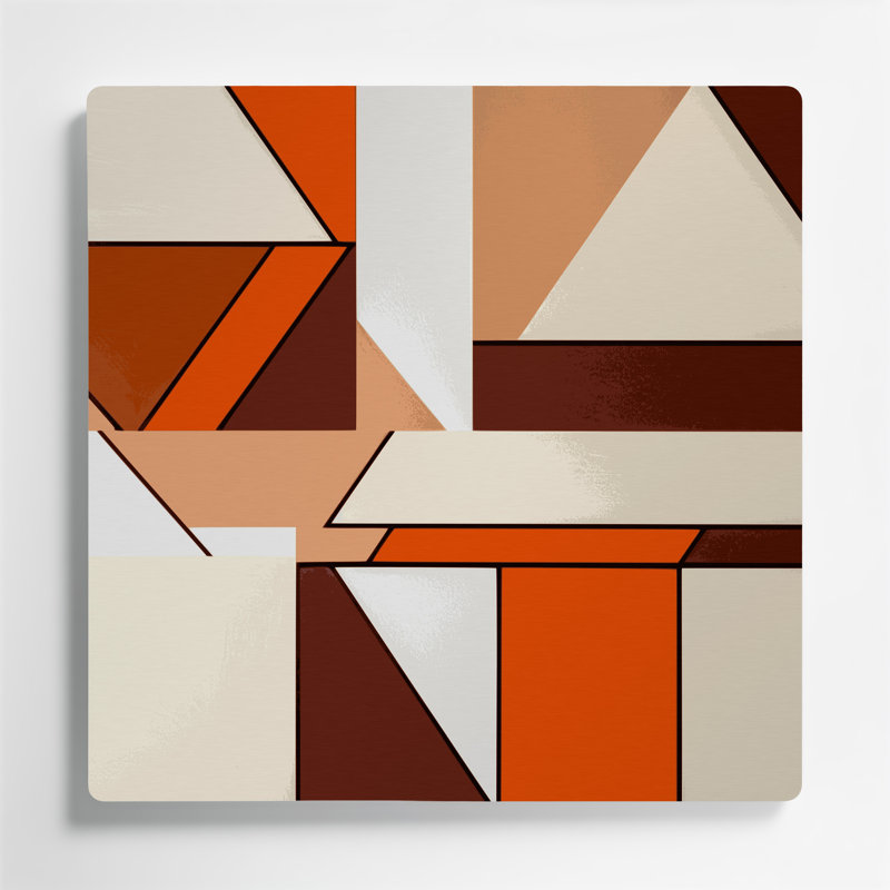 Hard Edge 93, art mural en métal beige, H 16 po x l 16 po