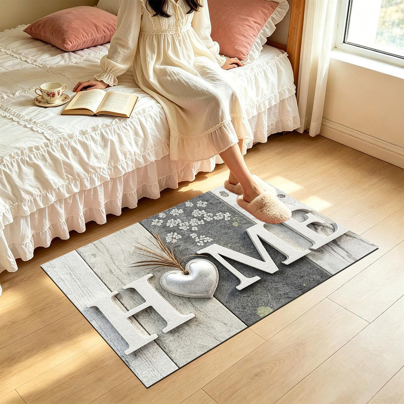 Tapis de porte d'extérieur antidérapant JYK, 24 po x 36 po, maison de campagne neutre, Maison de campagne neutre