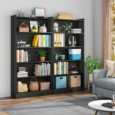 70.87" 6-Tier Modern Black Library Bookshelf With Storage For Living Room, Office, Bedroom by Hokku Designs