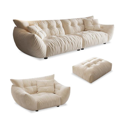 Beige Polyester 3 - Piece Living Room Set