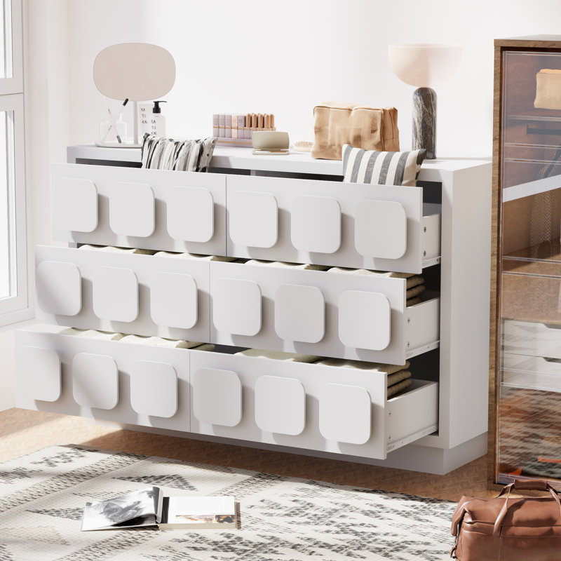 Commode double 6 tiroirs l 47,2 po, Blanc