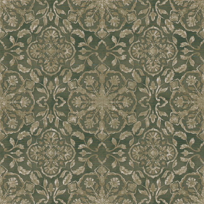 Elegance Collection Floral Stripe Shimmer Finish Wallpaper Roll, Olive Green