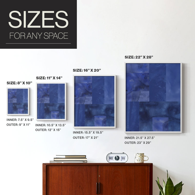 «Blue Puzzle II», reproduction encadrée - bois massif, H 21 po x l 17 po, Blanc