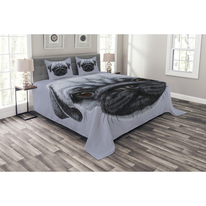Adysun Black/White Microfiber Bedspread Set, 220 x 264 cm