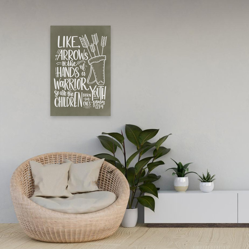 Arrows - Modern Farmhouse Children Arrows Scripture Psaume 1274 Warrior Green, H 16 po x l 24 po